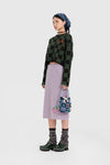 YANYAN KNITS Fall/Winter 2025: Wool plaid cropped sweater/mid-length skirt set YYK-YYW25-2021-GW (Sweater)